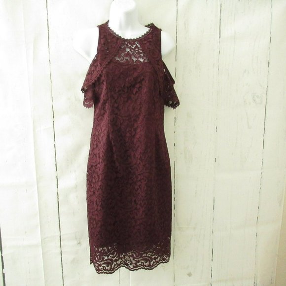 White House Black Market Dress 0 Purple Lace Ruffle - Picture 1 of 6